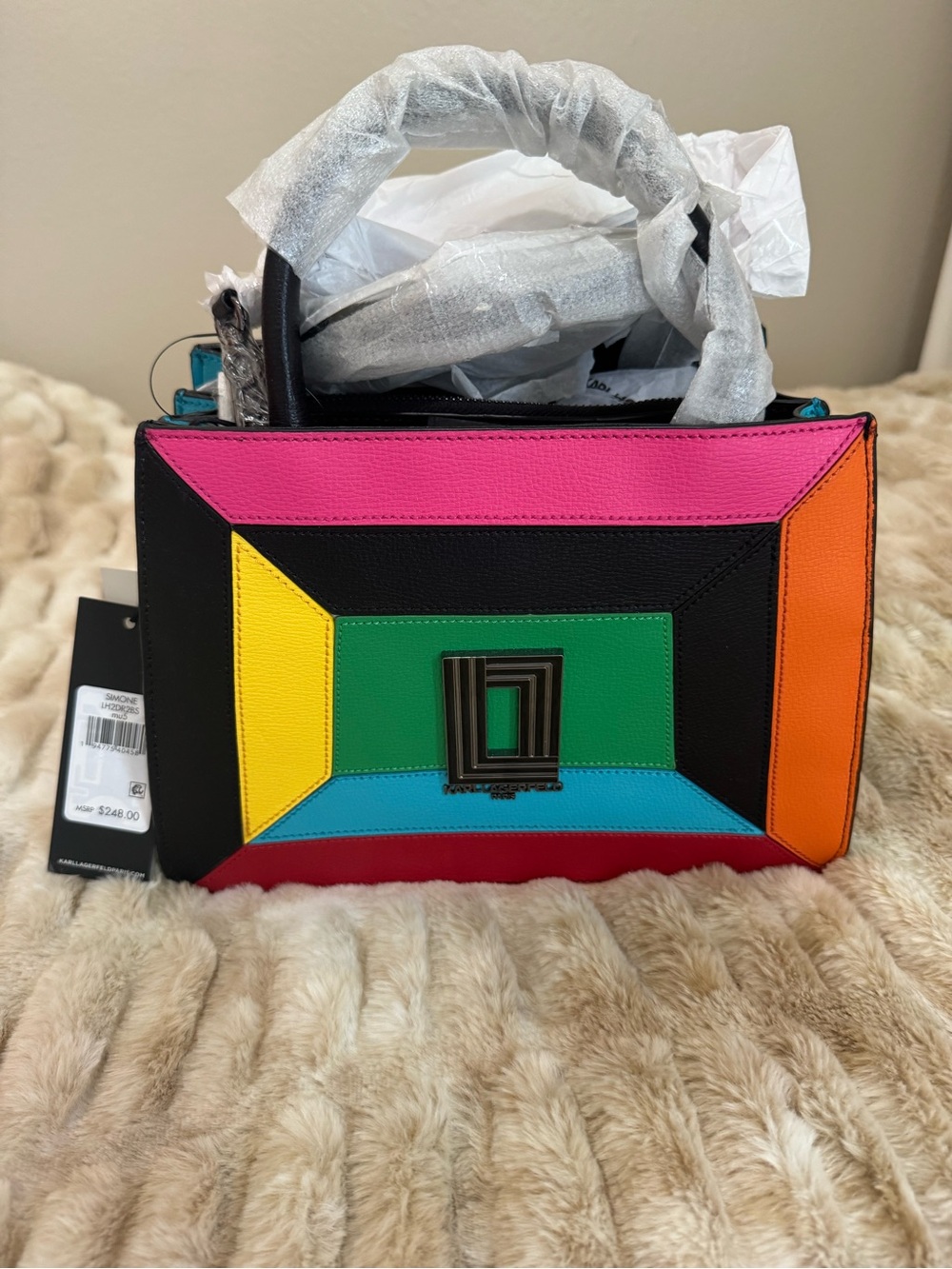 Karl Lagerfeld Multicolor Geometric Top-Handle Satchel